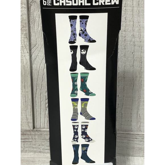 Nightmare Before Christmas Socks 6 Pairs CREW SOCKS SIZE 8-12 Bioworld Mens 8-12 - Picture 2 of 2
